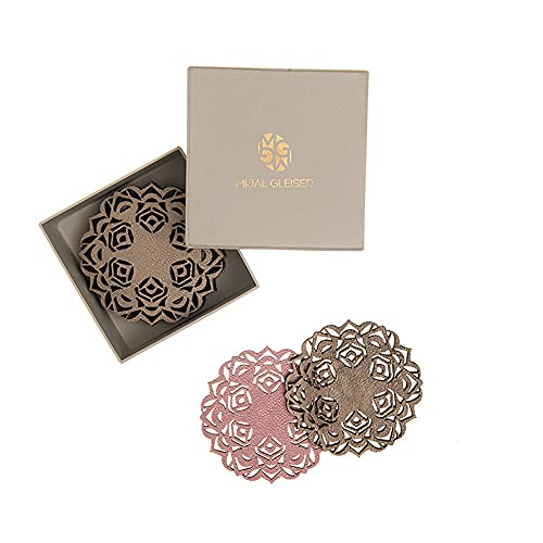 Mijal Gleiser Double Sided Coasters Laser Cut Heat Resistant Non Slip Stain Resistant Multiple Designs Set of 6