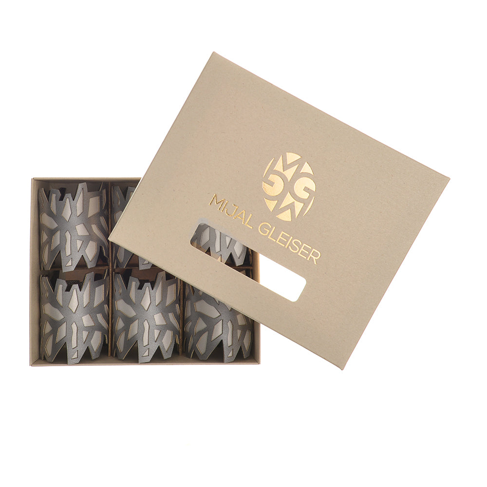 Mijal Gleiser Laser Cut Fabric Napkin Spum Fabric & Napking Rings Set of 6