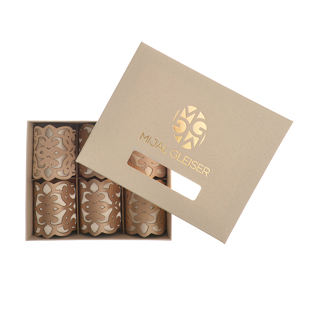 Mijal Gleiser Laser Cut Fabric Napkin Spum Fabric & Napking Rings Set of 6