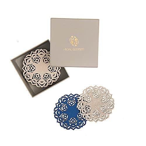 Mijal Gleiser Double Sided Coasters Laser Cut Heat Resistant Non Slip Stain Resistant Multiple Designs Set of 6
