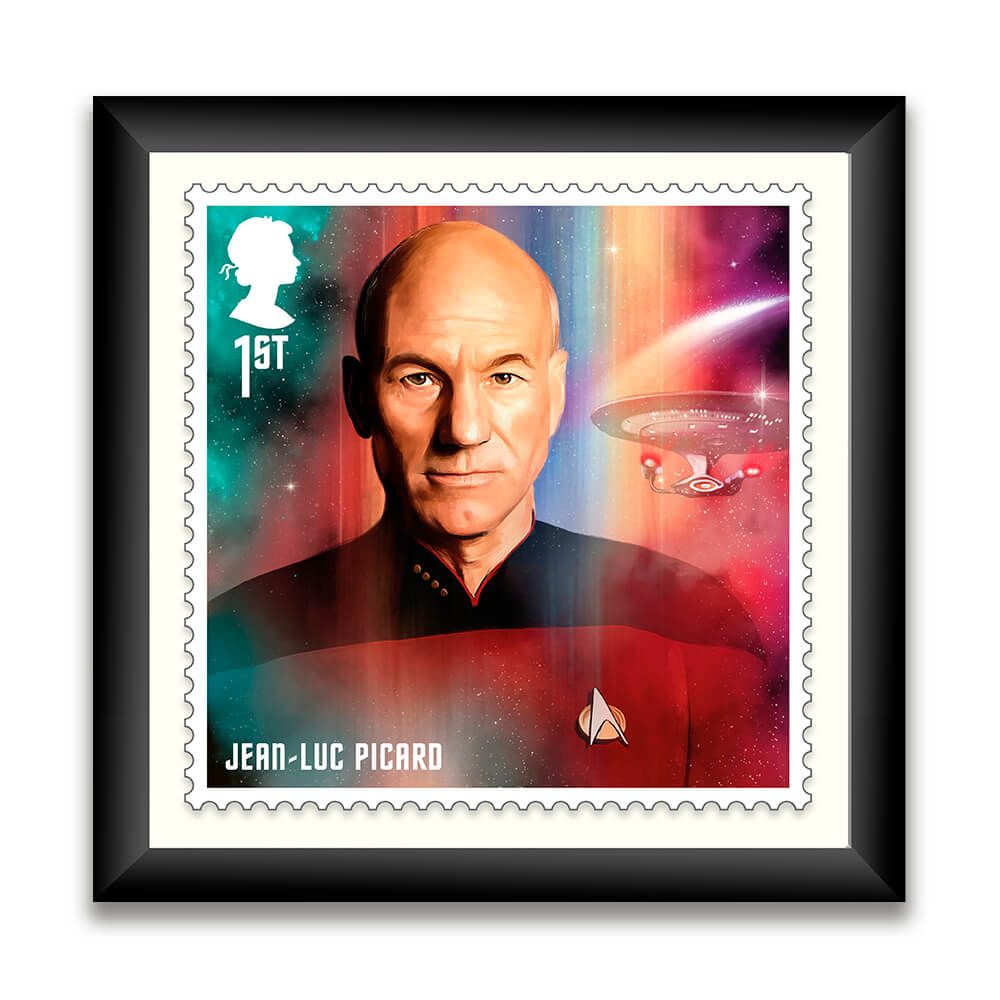 Star Trek Framed Enlarged Print Limited Edition Jean Luc Picard Royal Mail Collectible