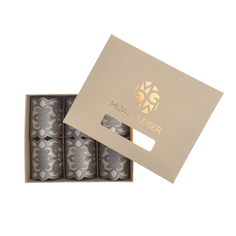 Mijal Gleiser Laser Cut Fabric Napkin Spum Fabric & Napking Rings Set of 6