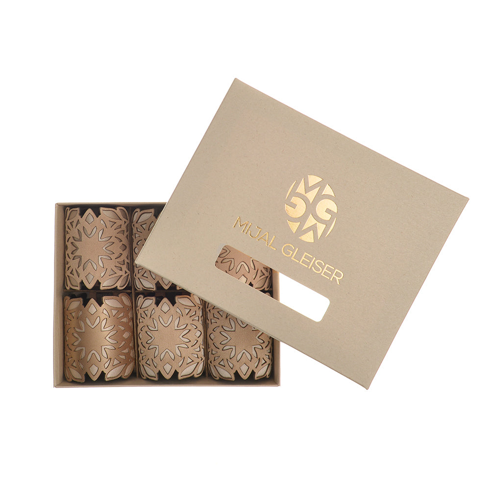 Mijal Gleiser Laser Cut Fabric Napkin Spum Fabric & Napking Rings Set of 6