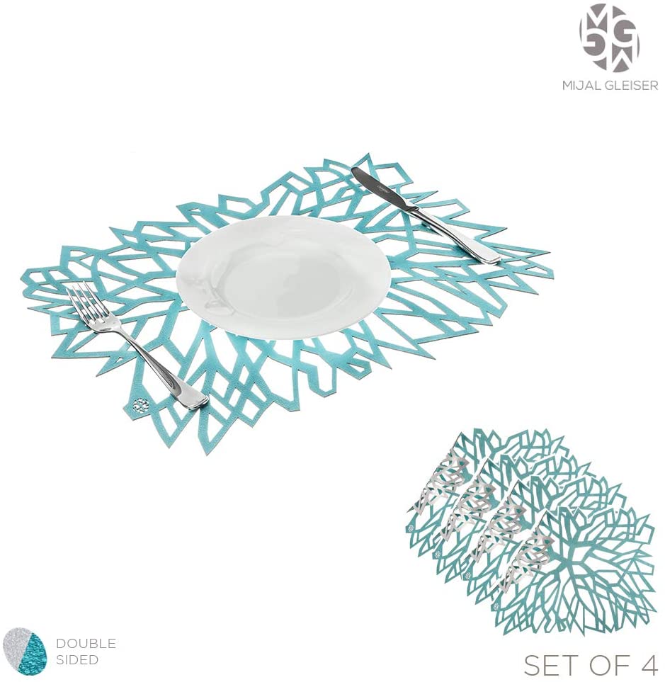 Mijal Gleiser Double Sided Placemats Laser Cut Heat Resistant Non Slip Stain Resistant Set of 4