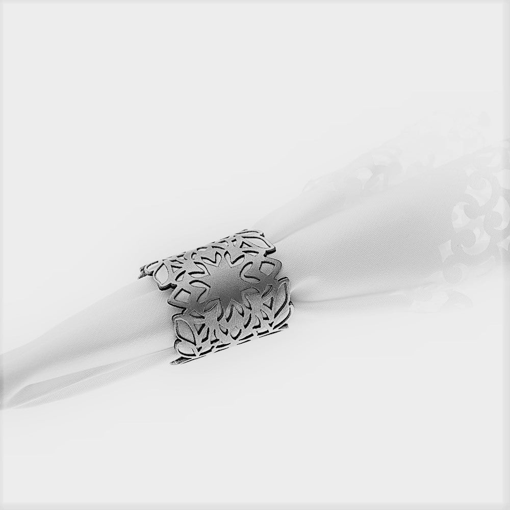 Mijal Gleiser Laser Cut Fabric Napkin Spum Fabric & Napking Rings Set of 6