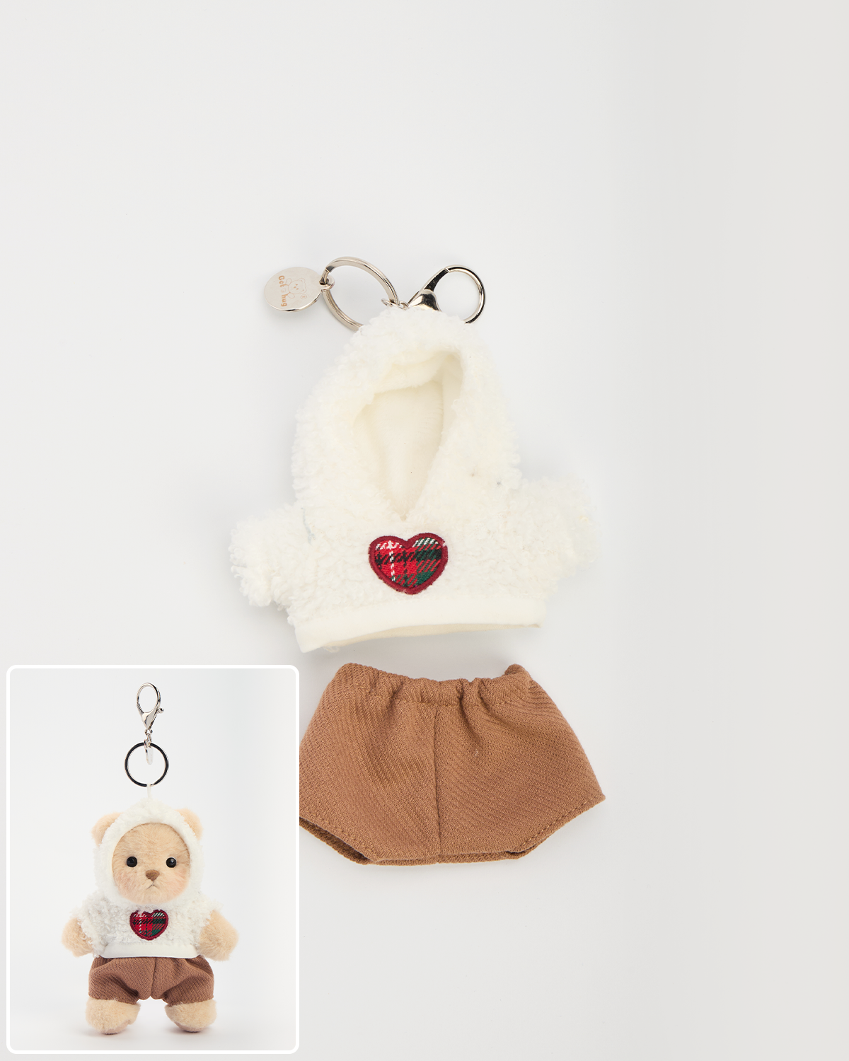 Love Polar Fleece Keychains (Outfit Only) | 5.9 Inches Mini Teddy Bear Bag Charm Clothes