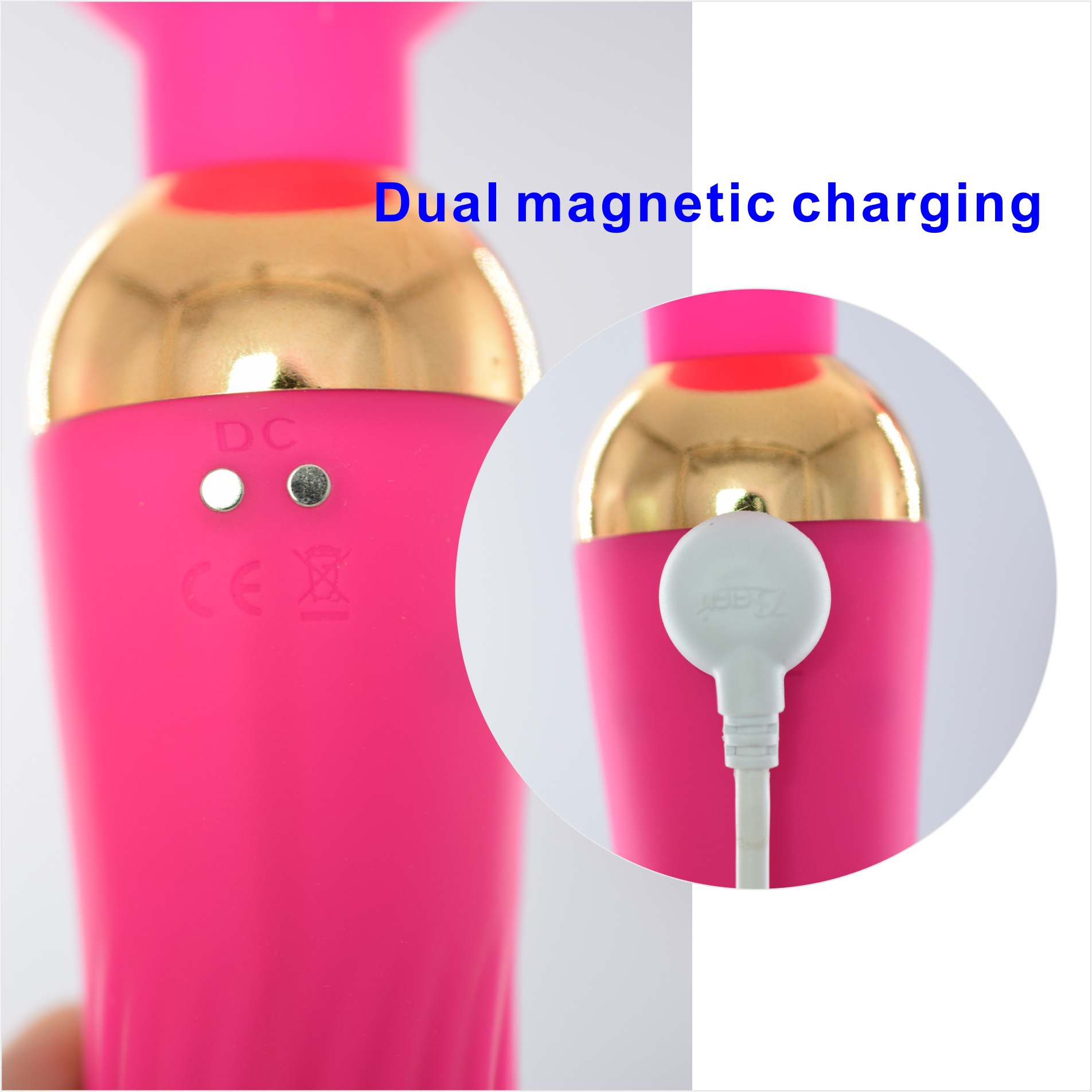 Double Magnetic Charging Female Vibrator Wands Sex Toys - 