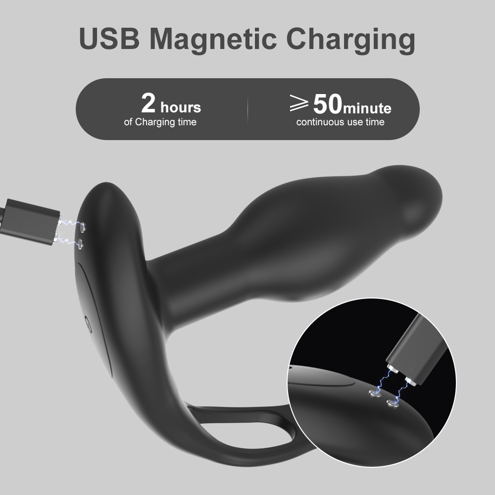 Wireless Remote Control Vestibular Anal Plug Dilator Prostate Massager With Ring - 