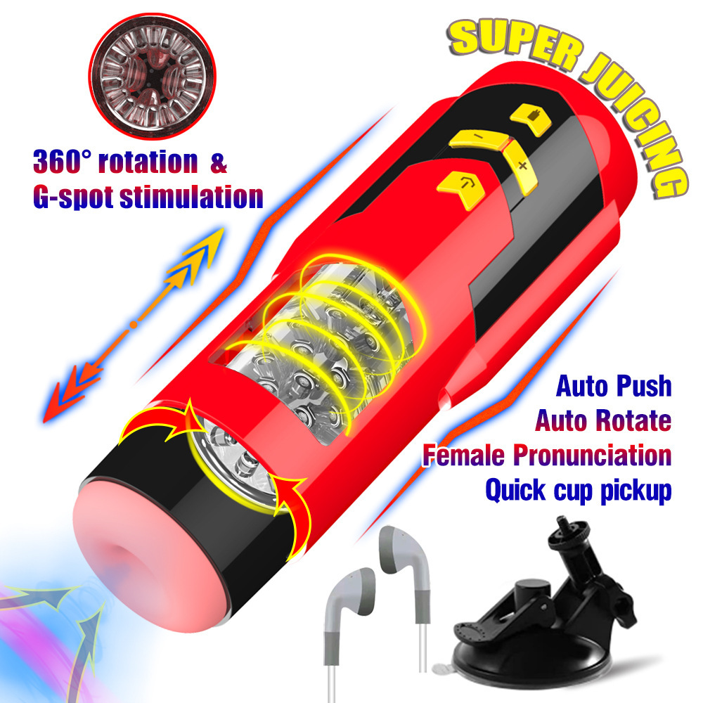 Rocket - Handfree Interactive Sexy Voice Telescopic Rotating Male Masturbator Toy - 