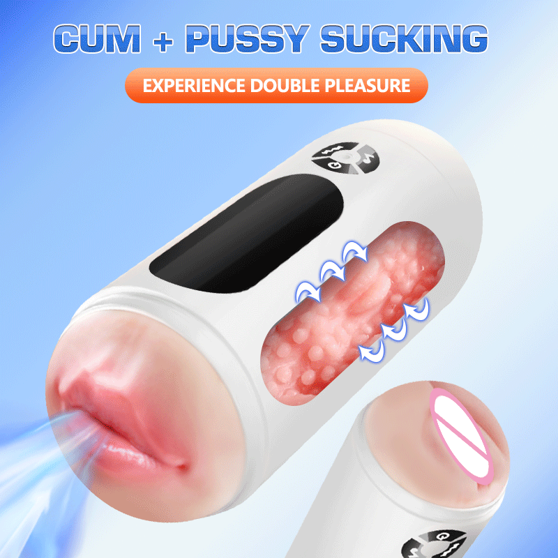 Real Voice Double Head Vibrating And Sucking Oral Pocket Pussy Sex Masturbation Cup - 