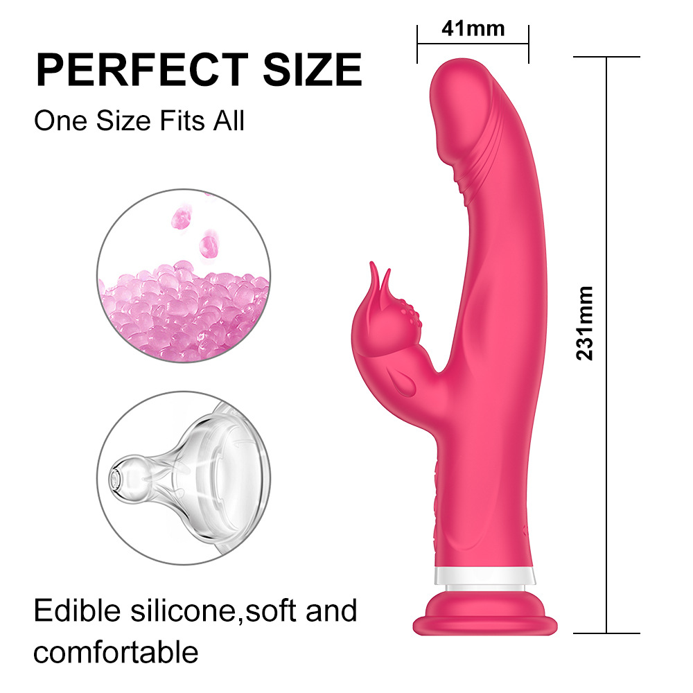 Heating Rabbit Dildo Vibrator With Suction Cup - 