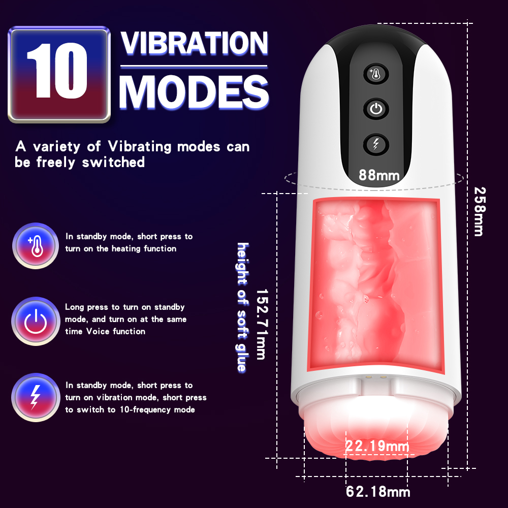 Al - 10 Frequency Vibration Heating Male Masturbator Toy Penis Training Sex Toy For Male - 