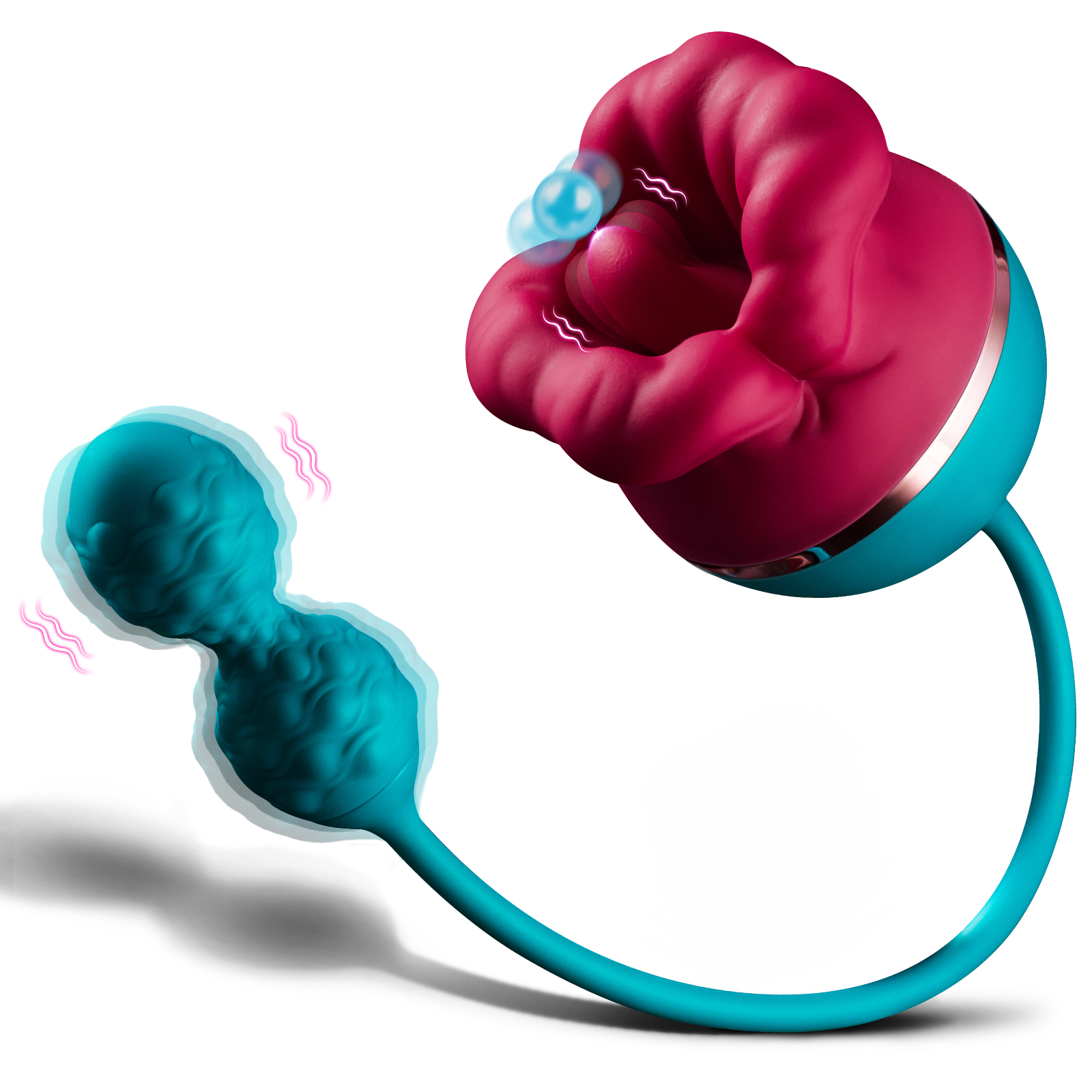 Hedda Tongue-licking Rose Clit Stimulator& Egg Vibrator - 