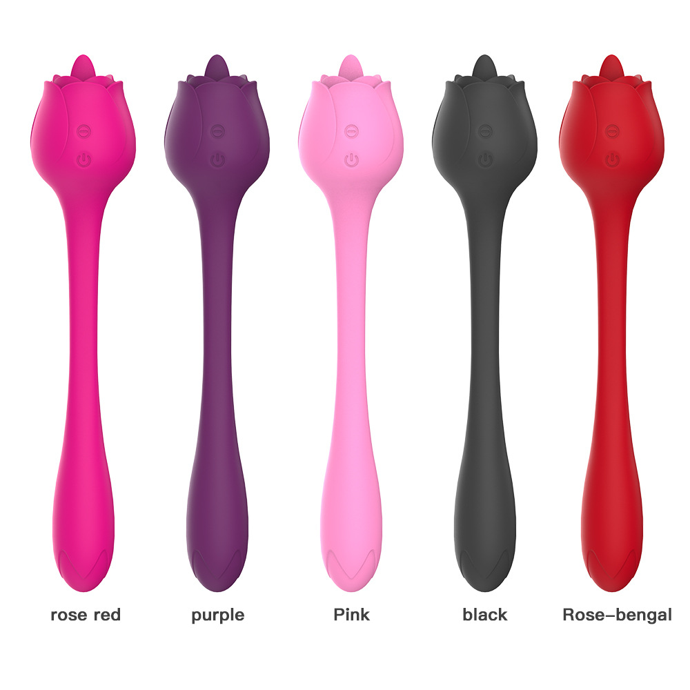 Lilith 2-in-1 Tongue-licking Rose Women's Vibrators Sex Tool - 