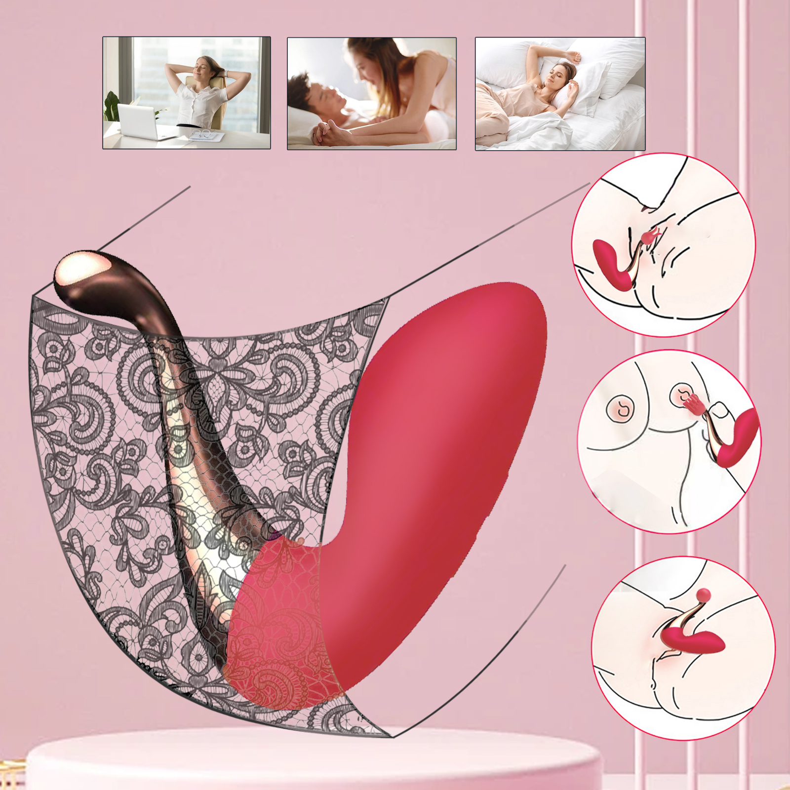 App Remote Control Dual-motor 10 Frequency Swan Vibrator With 3 Heads - 