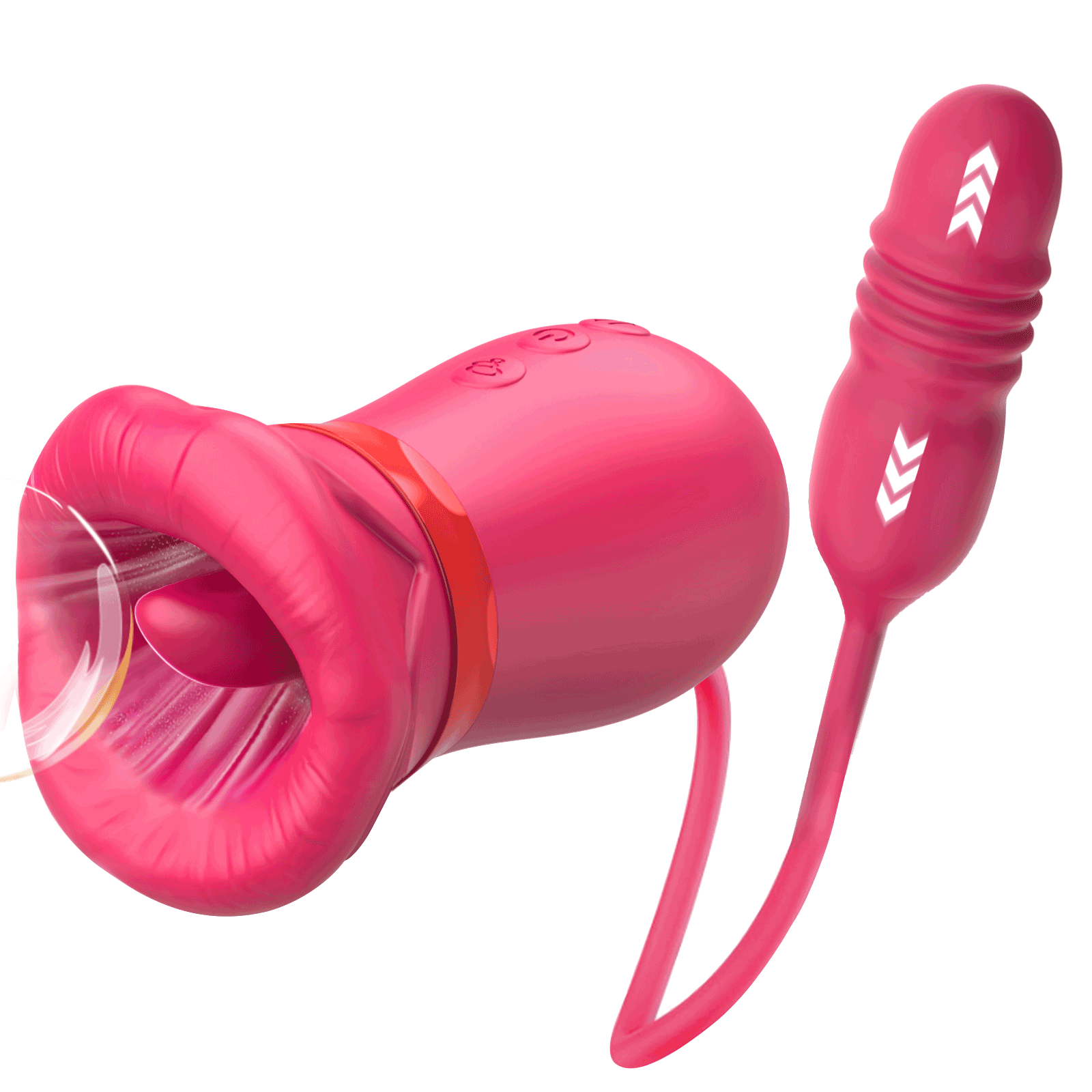 Rose Big Mouth Vibrator Clit Stimulator With Thrusting Vibrator - 