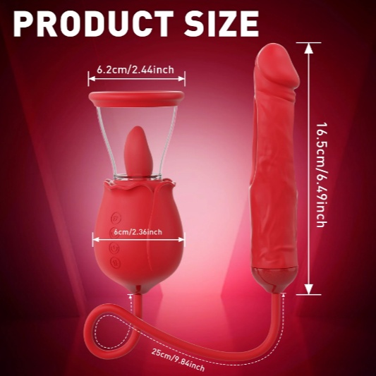 2024 Rose Flapping & Realistic Dildo Vibrator And Clitoral Moisture Blower - 