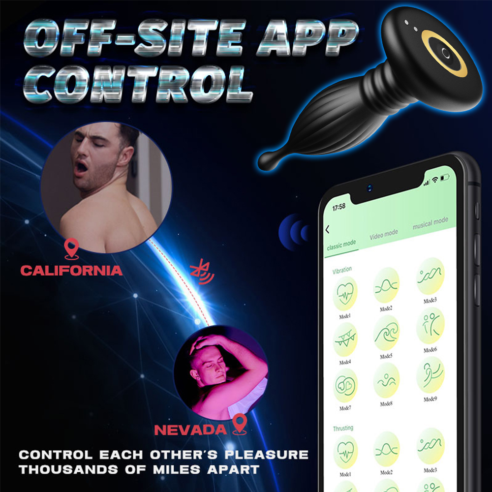 Lucas App Remote Control 2-in-1 Thrusting Anal Vibrator - 