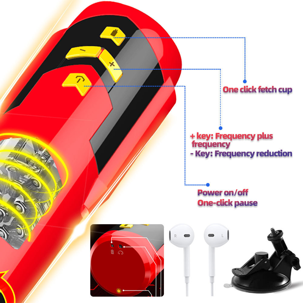 Rocket - Handfree Interactive Sexy Voice Telescopic Rotating Male Masturbator Toy - 