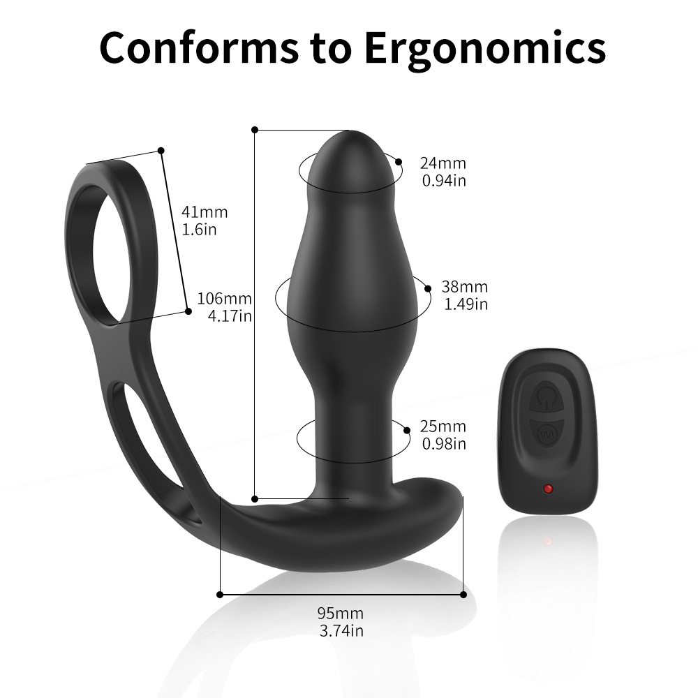 Wireless Remote Control Vestibular Anal Plug Dilator Prostate Massager With Ring - 