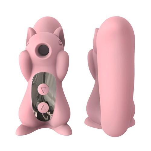 Cute Squirrel Sculpt Sucking Tongue Vibrator Nipple Sucker Clitoris Licking Stimulator 10 Frequency Sex Toys for Women Pink - 