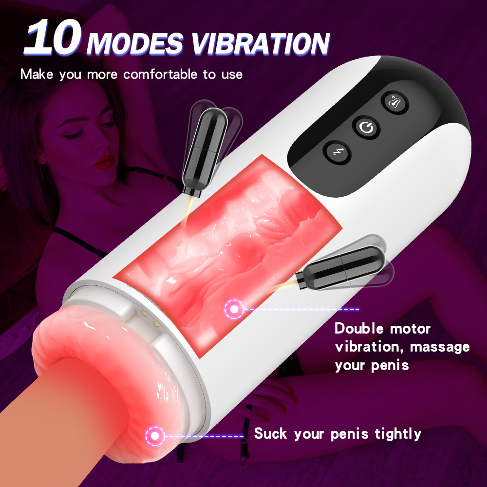 Al - 10 Frequency Vibration Heating Male Masturbator Toy Penis Training Sex Toy For Male - 