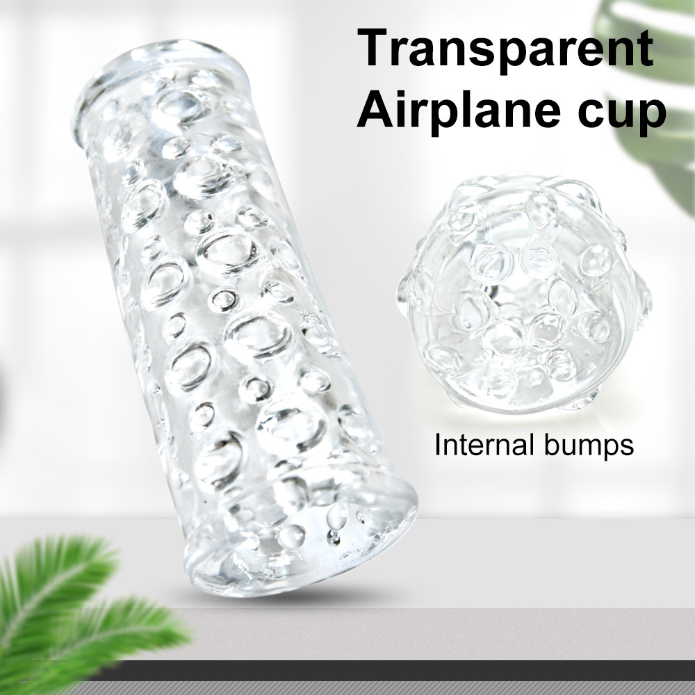 Clear Textured Super Stretchable Male Stroker Penis Massager - 