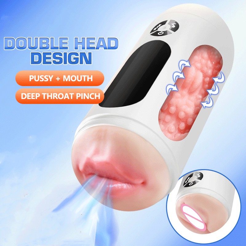 Real Voice Double Head Vibrating And Sucking Oral Pocket Pussy Sex Masturbation Cup - 