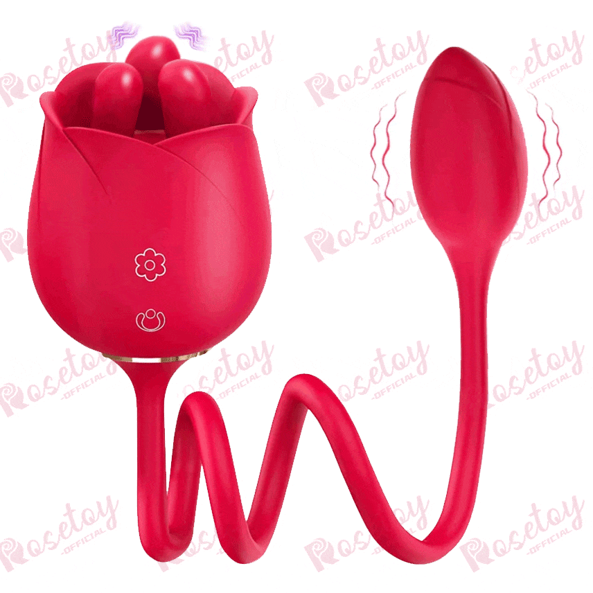 S475-3 Three Pistils Rose Toy With Vibrating Bud Nipple G-Spot Massage Stimulation - 