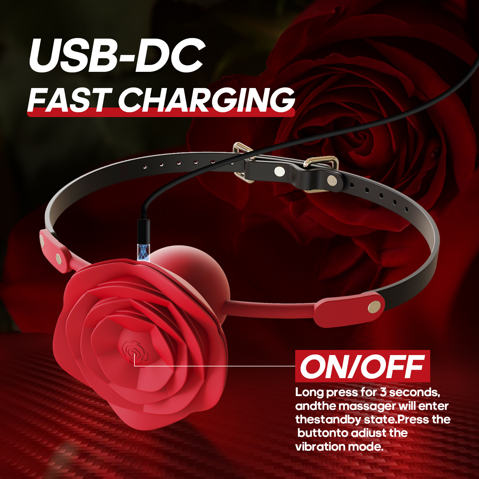 2 In 1 New Rose Nipple Clamp Vibrator With Vibrating Ball Gag - 