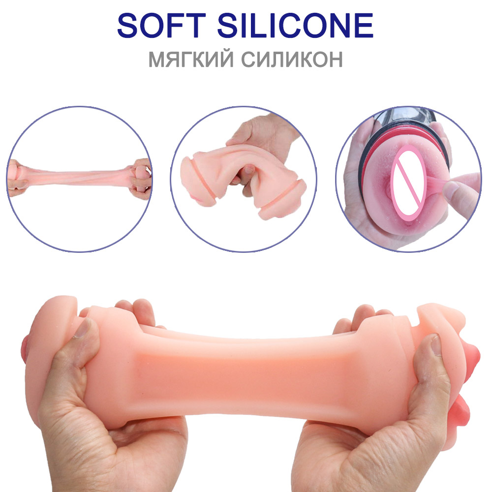 Double Headed Masturbation Cup Soft Silicone Pocket Pussy - 