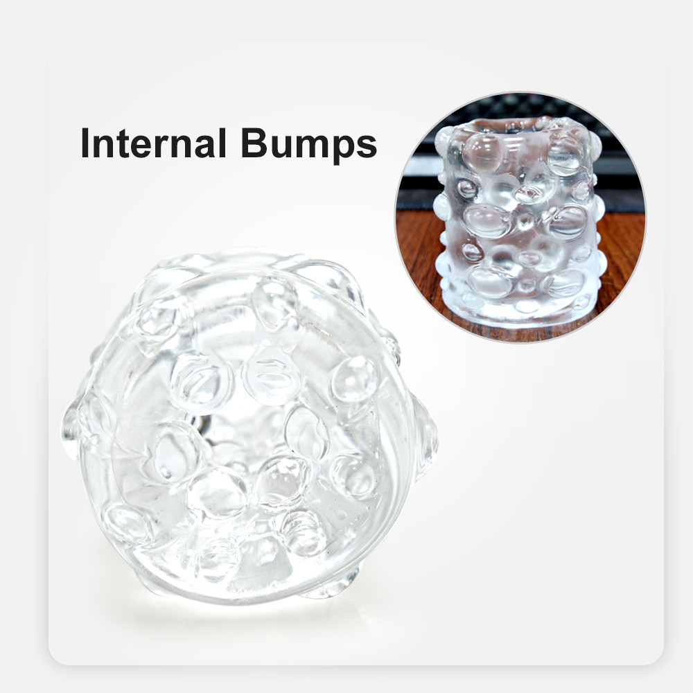 Clear Textured Super Stretchable Male Stroker Penis Massager - 