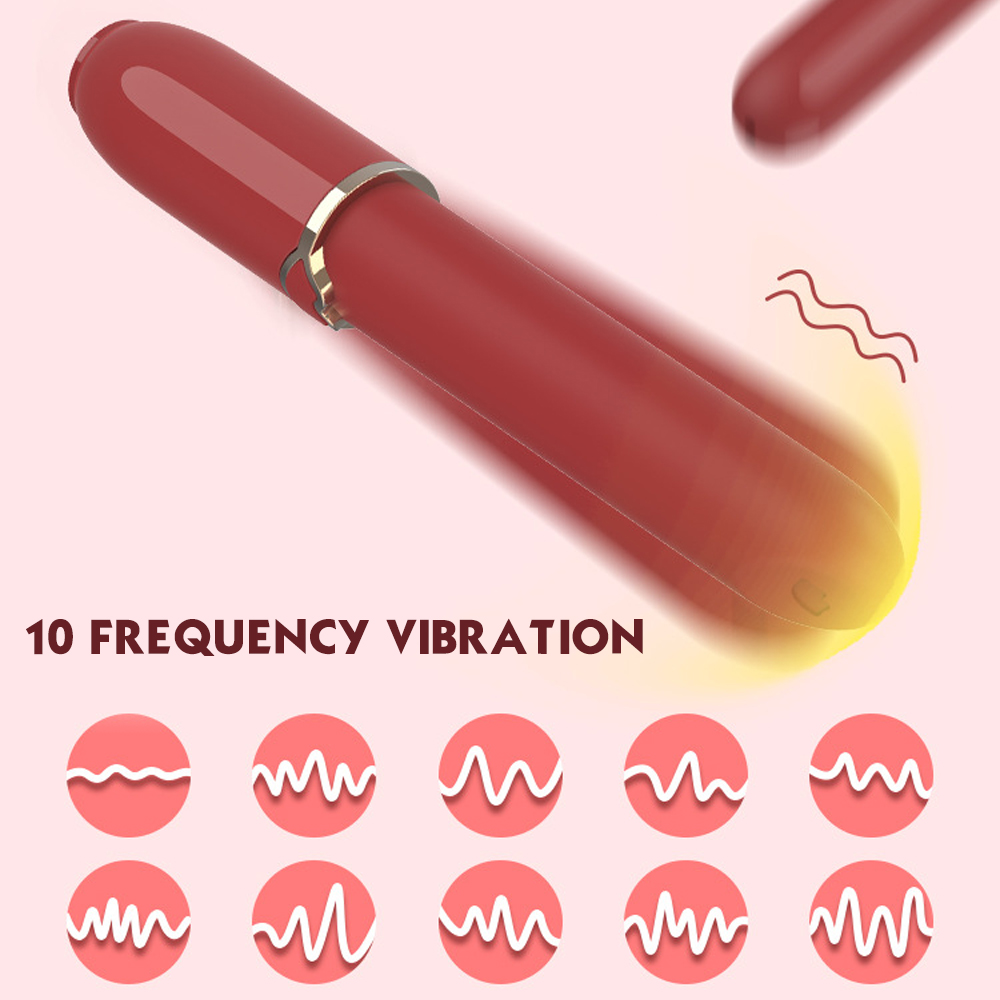 Portable Rechargeable Sleek Red Lipstick Vibrator - 