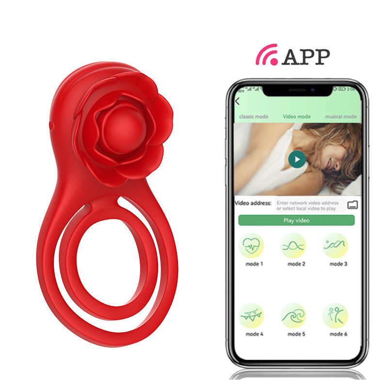 Rose Shackle Plus App Remote Control Vibration Penis Ring For Couples - 