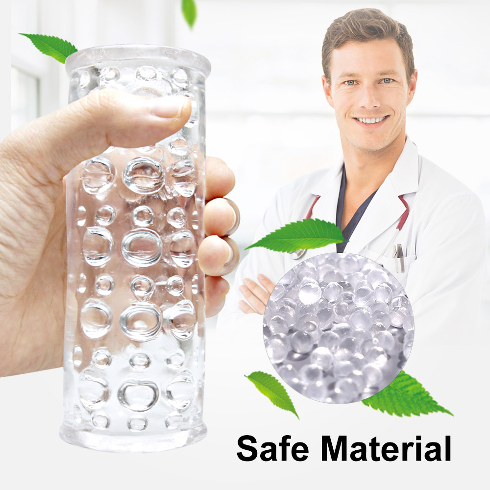 Clear Textured Super Stretchable Male Stroker Penis Massager - 