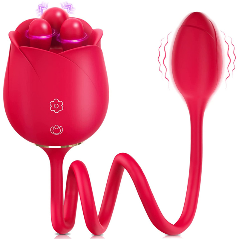 S475-3 Three Pistils Rose Toy With Vibrating Bud Nipple G-Spot Massage Stimulation - 