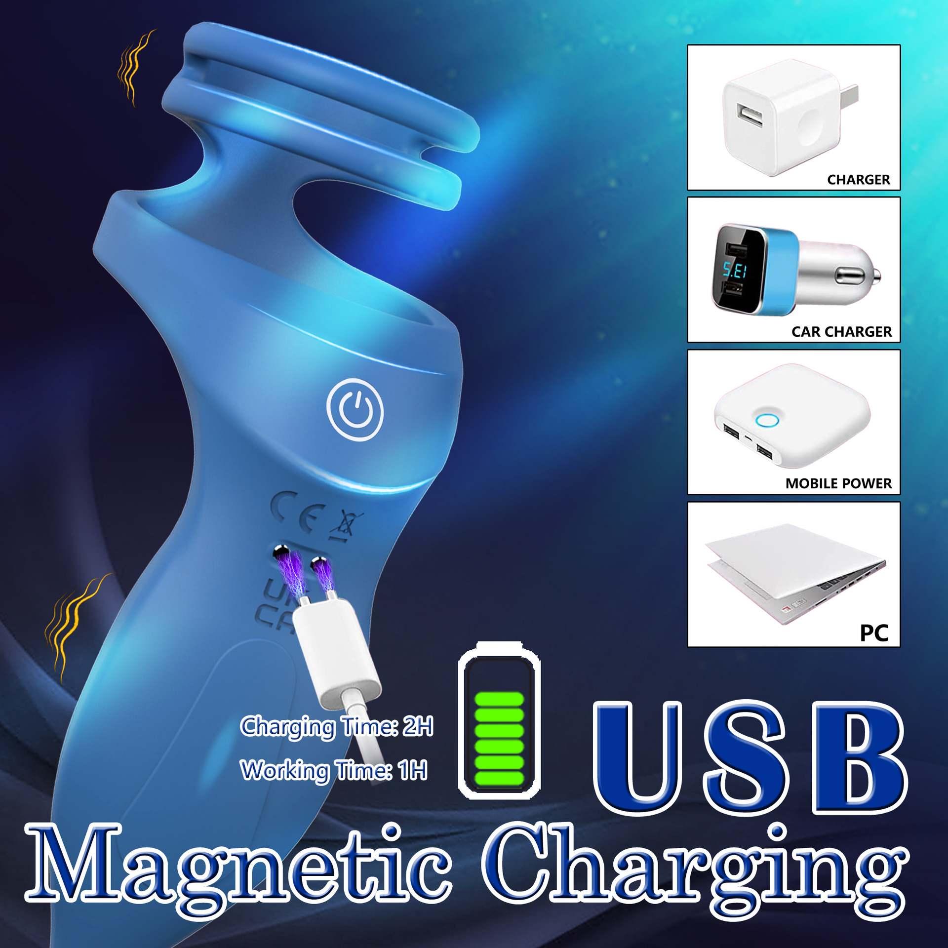 Double Vibration Penis Rings With Prostate Massager For Adult Male - 