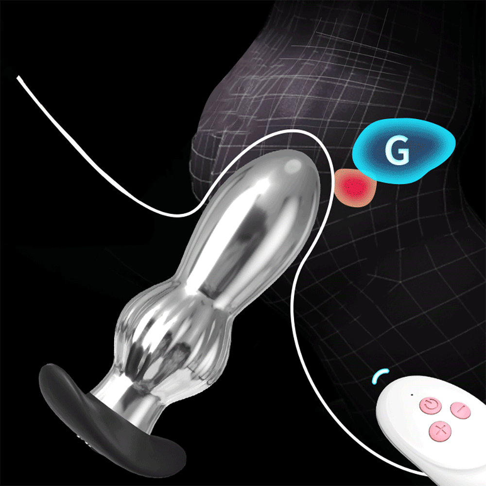10 Modes Vibration Metal Anal Beads Butt Plug Prostate Massager Remote Control Vibrator - 