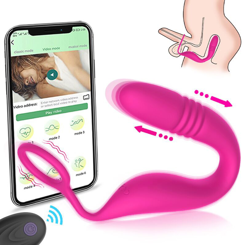2-in-1 Thrusting Vibrating Prostate Massager With Cock Ring - 
