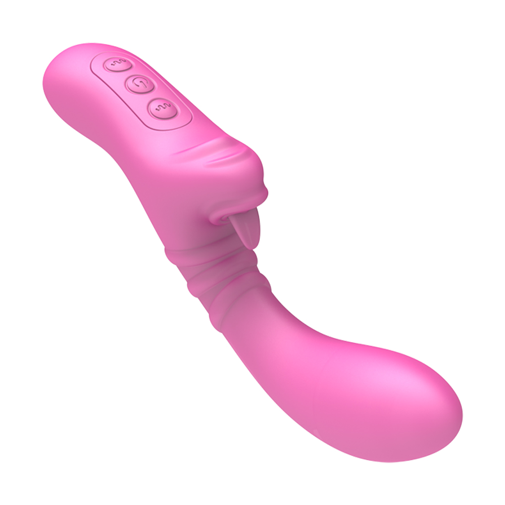 10 Frequency Wiggle Dildo Vibrator Clitoris Tongue Licking G-spot Massager - 