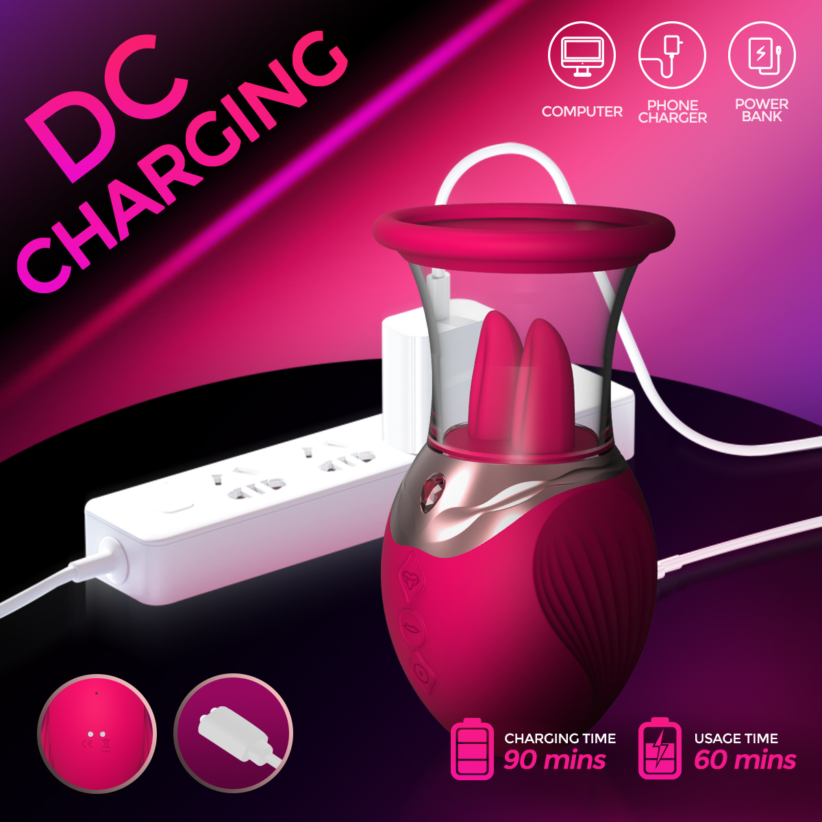 Elsa 1.0 Dual-tongue Licking Sucker Clit & Nipple Stimulation Masturbation Sex Toy - 