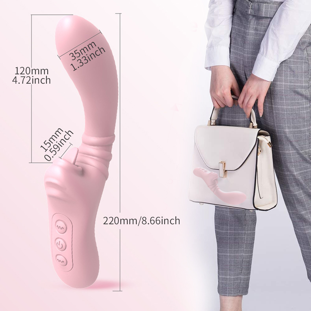 10 Frequency Wiggle Dildo Vibrator Clitoris Tongue Licking G-spot Massager - 