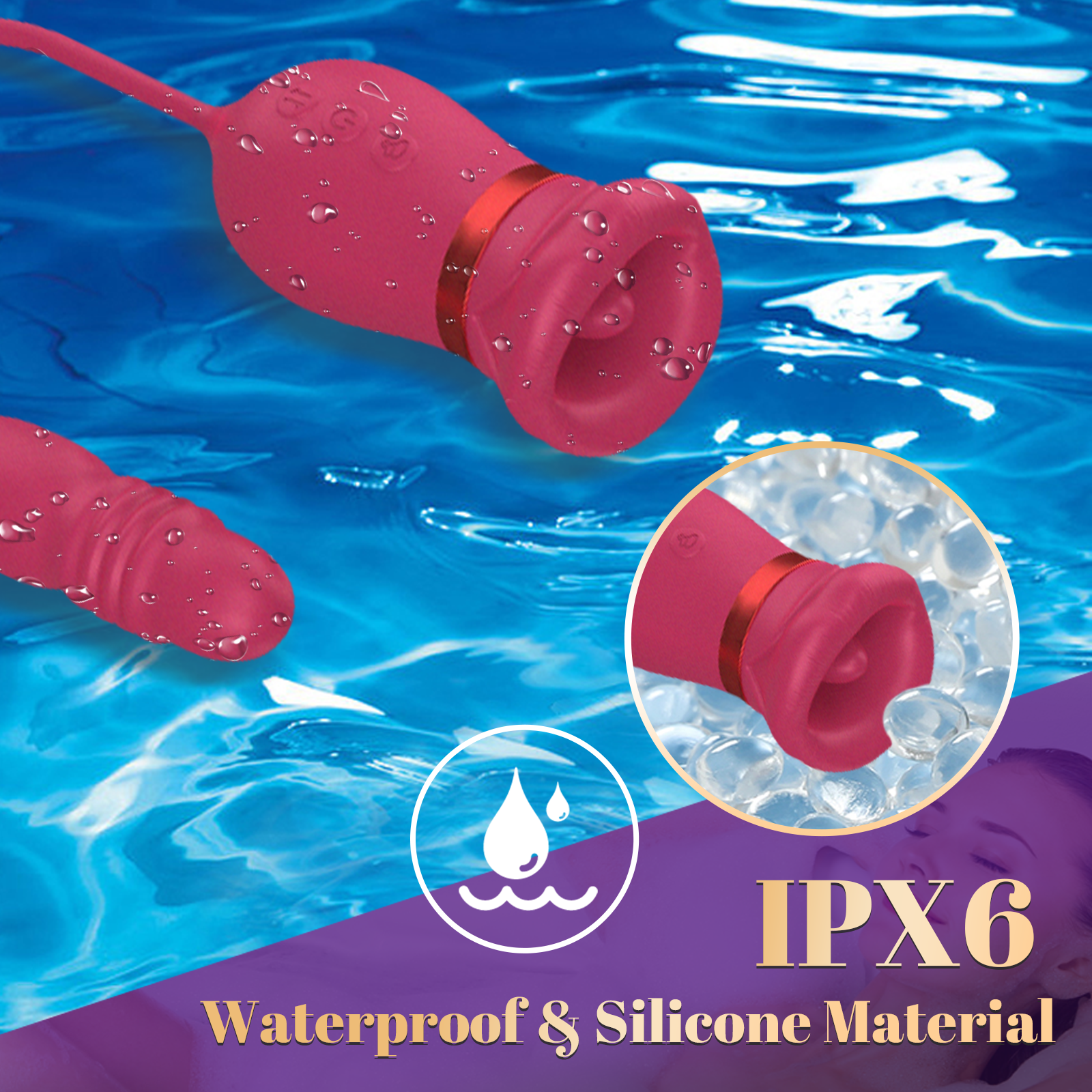 Rose Big Mouth Vibrator Clit Stimulator With Thrusting Vibrator - 