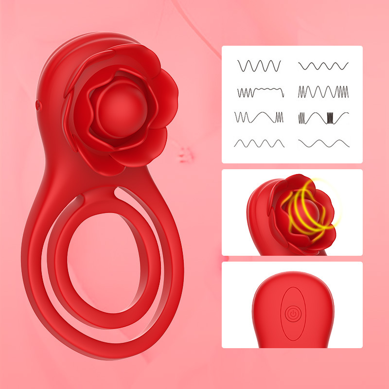 Rose Shackle Plus App Remote Control Vibration Penis Ring For Couples - 
