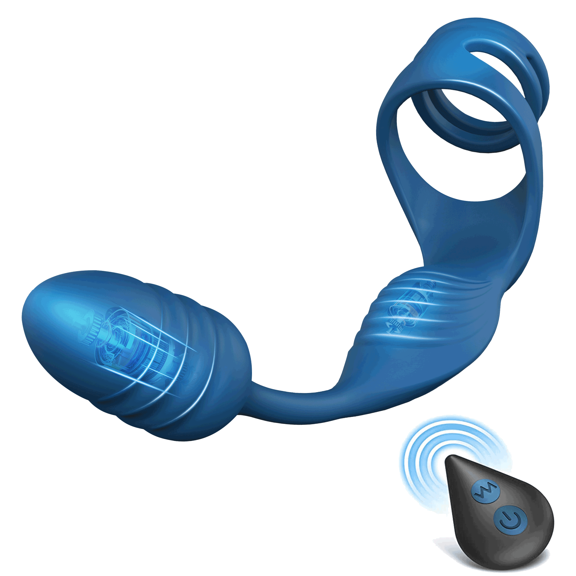 Double Vibration Penis Rings With Prostate Massager For Adult Male - 