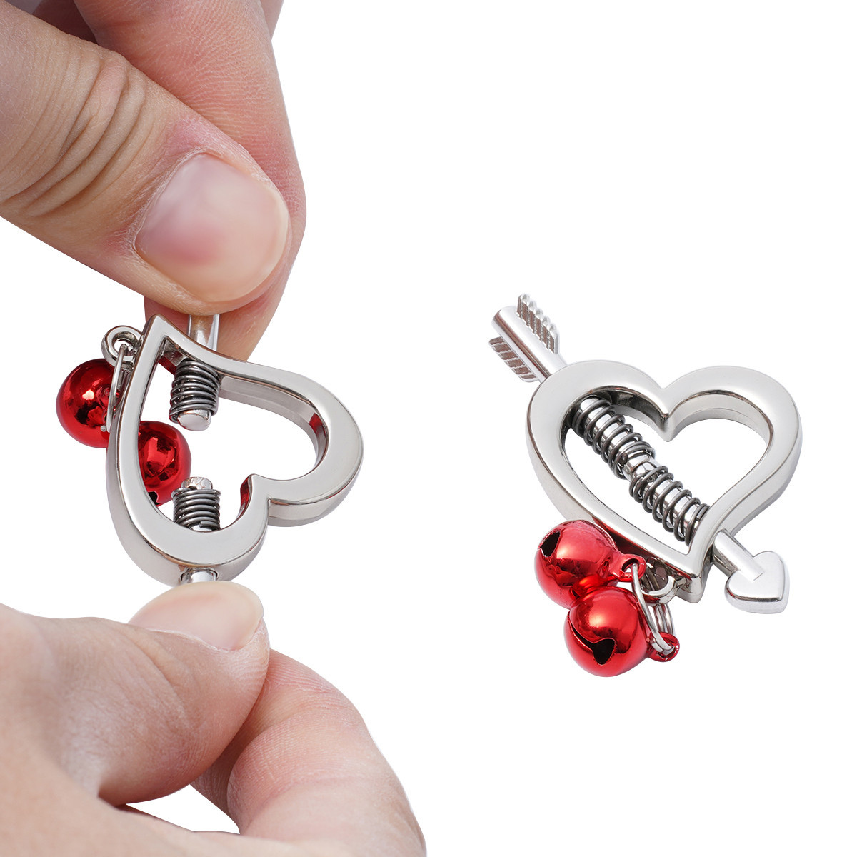 Heart Shape Adjustable Nipple Clamp Clips With Bell - 