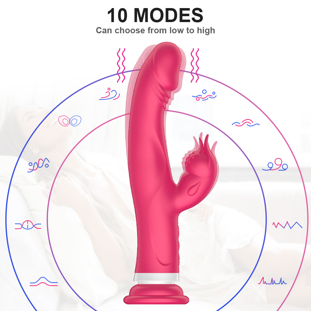 Heating Rabbit Dildo Vibrator With Suction Cup - 