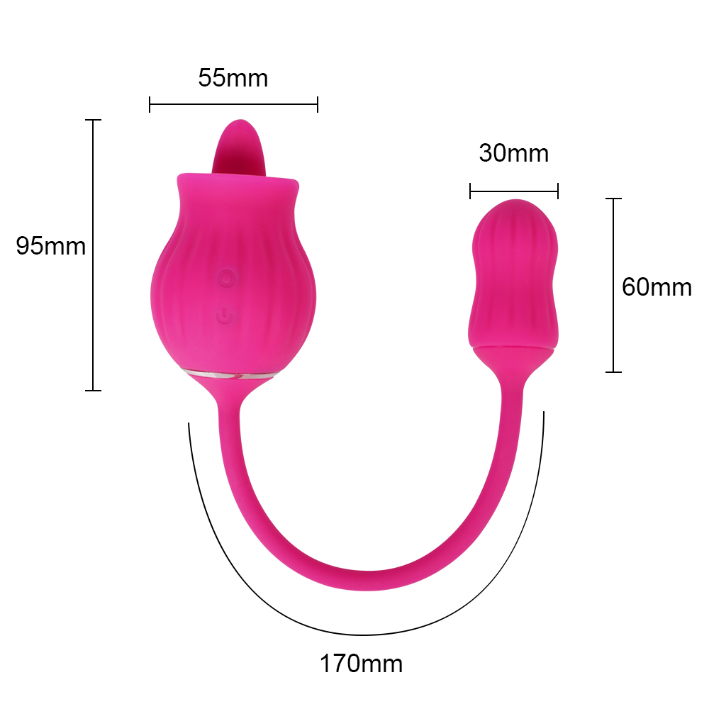 Tongue-licking Rose Toy With Vibrating Egg Clitoral Vaginal Stimulation Masturbation Toy - 