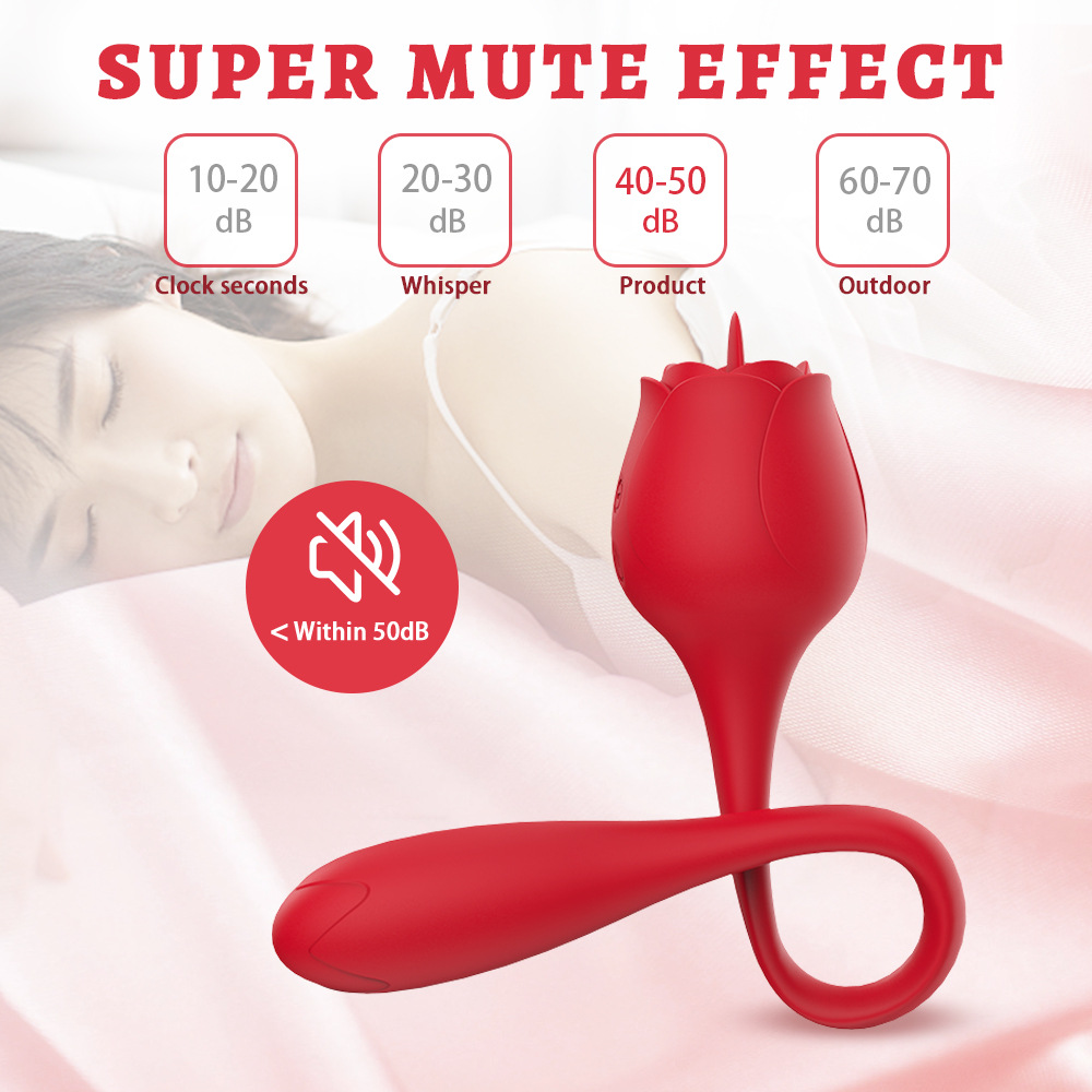 Lilith 2-in-1 Tongue-licking Rose Women's Vibrators Sex Tool - 