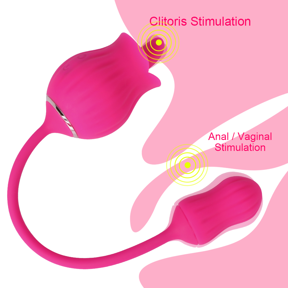 Tongue-licking Rose Toy With Vibrating Egg Clitoral Vaginal Stimulation Masturbation Toy - 